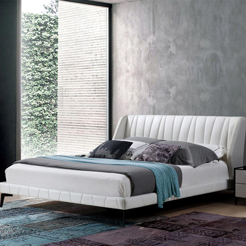 Cama macia ecológica de madeira de pinho e couro